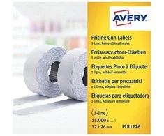Avery Rulonėlyje kainų etiketės vienaeiliui ženklintuvui; nuimamas; 1500 etikečių / ritinys; 10 ritinių/pak.; 12x26mm, balta