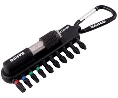 Bahco Smūginių antgalių rinkinys 25mm, 11vnt, su karabinu, PH,PZ,TORX + laikiklis