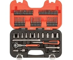 Bahco Galvučių rinkinys 1/4" 4-13mm galvutėms, terkšlėms su pasukama galvute + ilgiems ir trumpiems antgaliams. 65vnt