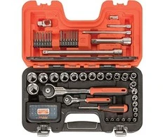 Bahco Galvučių rinkinys 1/4"+1/2" 4-27mm galvutėms, terkšlėms su pasukama galvute + ilgiems ir trumpiems antgaliams. 79vnt
