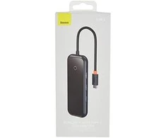 Hub 6in1 Baseus AcmeJoy serijos USB-C iki 2xUSB 3.0 + USB 2.0 + USB-C PD + HDMI + RJ45 (tamsiai pilka)