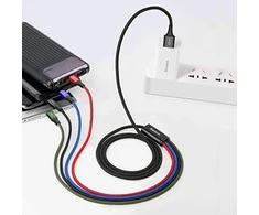 Baseus USB Fast 4in1 USB-C / 2x Lightning / Micro kabelis 3.5A 1.2m - Juoda