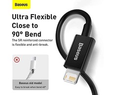 Baseus Superior serijos USB - Lightning kabelis 2.4A 1m - Juodas