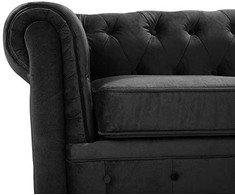 Beliani CHESTERFIELD 3 vietų sofa, veliūrinė, juoda