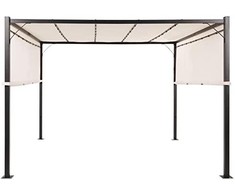 Beliani Sodo pavėsinė LED PARGA metalinė 310 cm x 310 cm smėlio spalvos