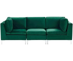 Beliani Trivietė modulinė sofa EVJA, žalias veliūras