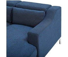Beliani Keturvietė kampinė sofa GLOSLI tamsiai mėlyna, kairinė