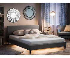 Beliani LED lova FITOU 180 x 200 cm šviesiai pilka