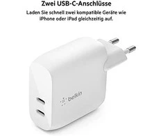 Belkin 2x USB C, maitinimo šaltinis, 40W, balta