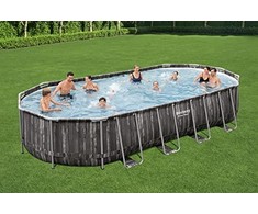 Bestway Bestway Power Steel rėmo rinkinys, 732 cm x 366 cm x 122 cm, baseinas (tamsiai ruda / mėlyna, medžio dekoro, su filtrų siurbliu)