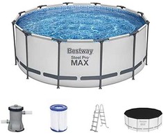 Bestway karkasinis baseinas su filtravimo pompa ir priedais, 3.66 x 1.22 m, pilkas, apvalus