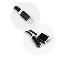 HQ Adapteris Lightning to 3.5mm Audio Ausinės Jasck Adapteris + Type-C Female Charger Plug (OEM) Juodas
