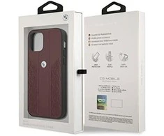 Apple iPhone 12 / 12 Pro BMW dėklas odinis Curve Perforate (BMHCP12MRSPPR) raudonos spalvos