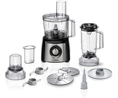 Virtuvinis kombainas Bosch Food processor MultiTalent 3 Plus 900 W, Juoda, šiaušto nerūdijančio plieno