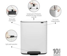 Brabantia Šiukšlių dėžė su pedalu, Bo 60L - baltos spalvos