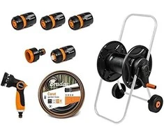 BRADAS BŪGNAS VEŽIMĖLIS SODO ŽARNAI SU 1/2″ 25M ŽARNA, PURKŠTUKU IR JUNGTIS