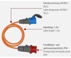 Brennenstuhl Kempingo adapteris Cable/Cee with 400V/16A Cee kištukas ir 230V/16A rozetė