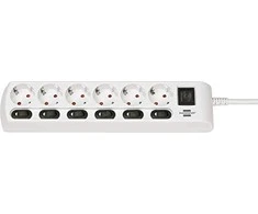Brennenstuhl Socket Line 6 kartus 2m įsk. Jungiklis