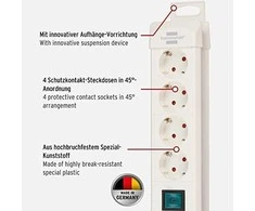 Brennenstuhl Ilgintuvas su įžeminimu ir jungikliu 10-viet./3m/3x1.5mm baltas