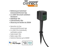 Brennenstuhl WiFi lauko lizdas 2 krypčių IP44 su įžeminimo smaigaliu