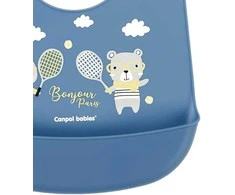 CANPOL BABIES silikoninis seilinukas su kišene BONJOUR PARIS, navy mėlynas, 74/027_blu
