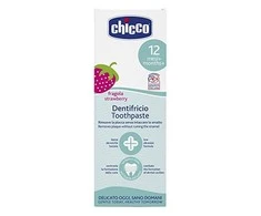 CHICCO braškių skonio dantų pasta su fluoru, 12M+