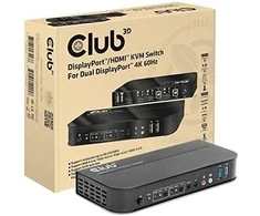 Club 3D Club3D tinklo jungiklis – jungiklis, DP/HDMI KVM jungiklis – dvigubas DP 4K 60Hz