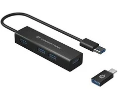 HUB USB Conceptronic CONTROLRONIC USB- Hub 3 - > 4x3,0 + TypeC A o.Netzt. sw