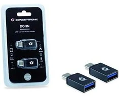 CONCEPTRONIC adapteris USB-C -> USB-A 3.0 2 vnt. pakuotėje, pilka