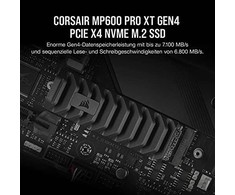 Corsair SSD MP600 PRO XT 1000 GB SSD form factor M.2 2280 SSD sąsaja PCIe Gen 4.0 x4 Rašymo greitis 5800 MB/s Skaitymo greitis 7100 MB/s