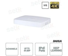 Dahua IP įrašymo įrenginys 8 kam., 4K 8MP, 1HDD, 8 PoE, 80Mbps, H.265/H.264, IVS