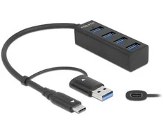 Delock 4 prievado USB 3.2 Gen 1 šakotuvas su USB Type-C™ arba USB Type-A jungtimi