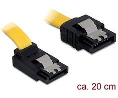 DELOCK SATA kabelis 6 Gb/s kištukas tiesus > SATA kištukas aukštyn, kampuotas, 20 cm, geltonas, metalinis