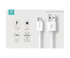 USB laidas Devia Smart microUSB 1.0m baltas