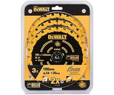 DEWALT pjovimo diskai EXTREME 190x30x1,65 24T 3 vnt