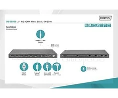 Assmann elektroninis DIGITUS 4x2 HDMI matricinis jungiklis 4K/60Hz skaleris EDID ARC HDCP 2.2 18Gbps