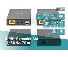 Assmann Electronic DIGITUS HDMI 2.0 plėstuvo rinkinys 70m 4K/60Hz 18Gbps HDCP 2.2 HDR PoC