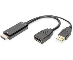 Assmann Electronic DIGITUS HDMI M to DP F su išoriniu maitinimu 4K 30Hz 2m Juodas