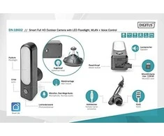 Digitus Skaitmenas | Išmanioji „Full HD“ lauko kamera su LED prožektoriumi, WLAN + valdymas balsu | DN-18602