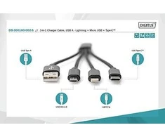 DIGITUS 3-in-1 kabelis USB-A + Lightning + Micro USB + USB-C