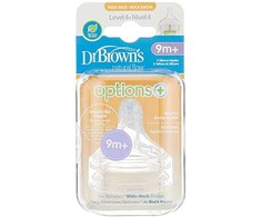 DR. BROWN'S OPTIONS+ LEVEL 4 plataus kaklelio silikoniniai žindukai 9+ mėn., 2 vnt.