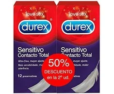 Durex Sensitive Sensitive Contact prezervatyvai 2x12 vienetų