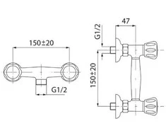 Dušo baterija Ferro Chromo standartas (BST77)
