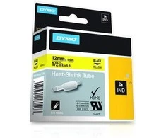 DYMO Rhino Professional, pastebimas susitraukiantis vamzdelis, 12x1,5 mm, juodas tekstas ant geltonos žarnos, 1,5 m, 18056