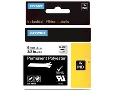 DYMO Rhino Poliesterio Juostelė 9mm x 5.5m / juodas ant skaidrios (18508)