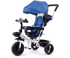 Ecotoys Mėlyna triratukas stroller 360* swivel seat Mėlyna