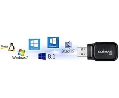 Edimax AC600 Dual-Band Wi-Fi USB Adapteris 2.4GHz/5GHz, Antenos tipas Vidinis, USB jungtys kiekis 1