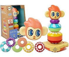 Piramidė Beždžionėlė Lean toys Mon Mon the Rainbow Stacker