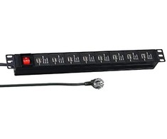 EFB EFB 48,26 cm 19 colių 1U maitinimo blokas 16 x USB A su jungikliu juodas maitinimo kabelis 3 m kiekvienas 2,1 A per 2 prievadus