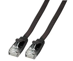 Efb Elektronik EFB plokščias jungiamasis kabelis RJ45 U / UTP, kat.6A, PVC, 1m, juodas (K8107SW.1)